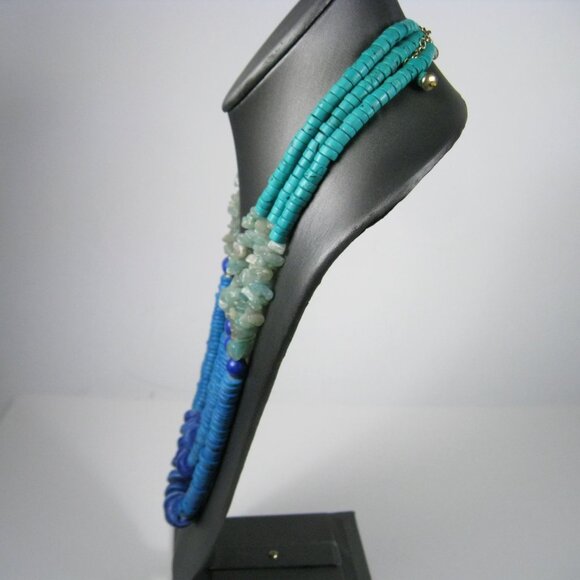 Chicos Chunky Multicolor Beaded Necklace Jade Chips Stone Adjustable 25 inch Chi - Picture 9 of 10